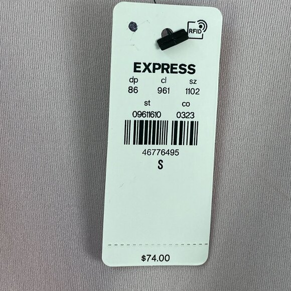 Express Womens Small Pleated Surplice Top Balloon Sleeve Lilac Mauve Pink Blouse - Picture 4 of 13